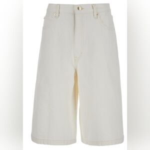 Frame'The Boy Short' White Shorts with Belt Loops in Denim Woman
